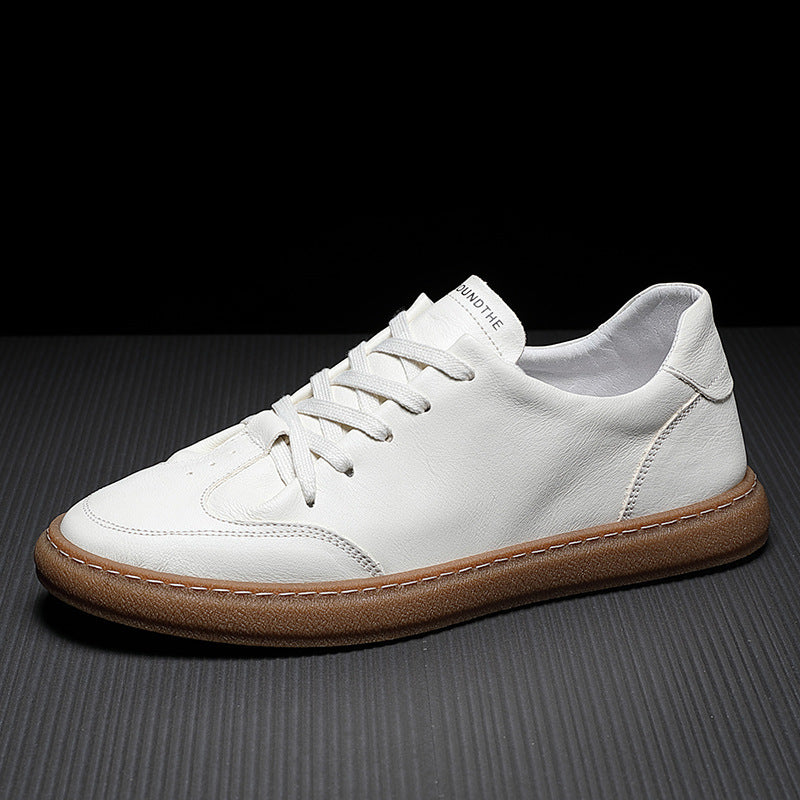 Men Solid Fashion Leather Flat Casual Shoes-RAIIFY