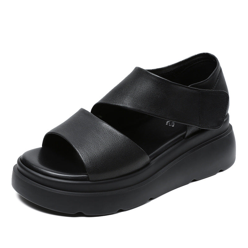 Women Summer Soft Leather Casual Wedge Sandals-RAIIFY