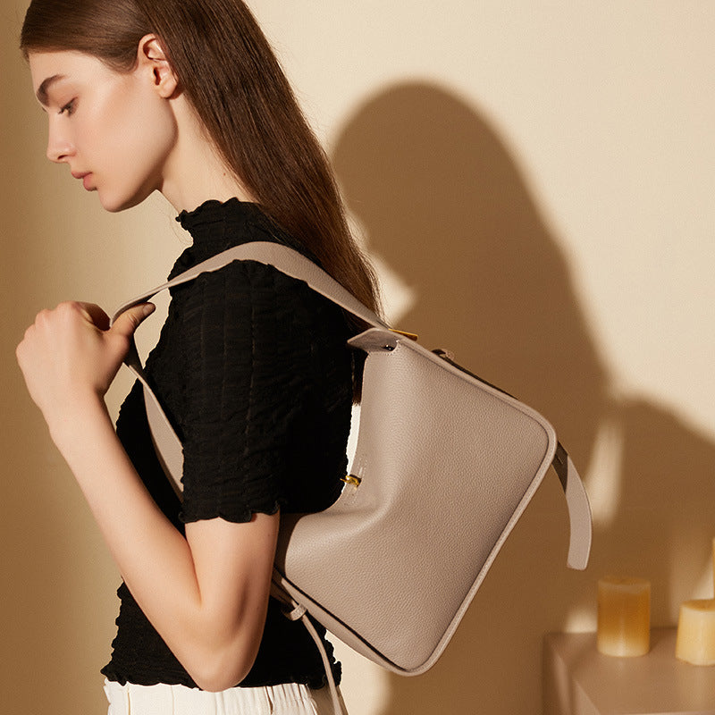 Women Fashion Minimalist Soft Cowhide Tote Shoulder Bag-RAIIFY