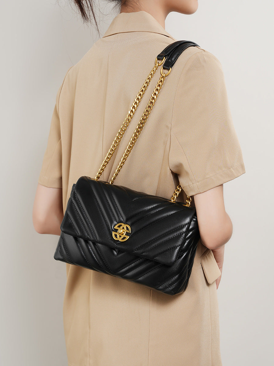 Women Stylish Leather Casual Chain Strap Shoulder Bag-RAIIFY