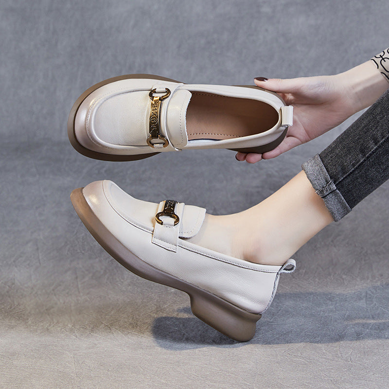 Women Spring Minimalist Soft Leather Casual Loafers-RAIIFY
