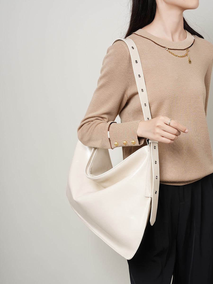 Women Minimalist Solid Soft Leather Shoulder Bag-RAIIFY