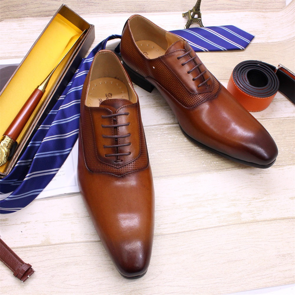 Men Retro Leather Casual Dress Oxford Shoes-RAIIFY