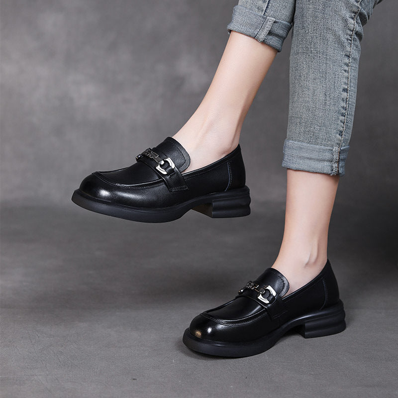 Women Retro Soft Leather Casual Loafers-RAIIFY