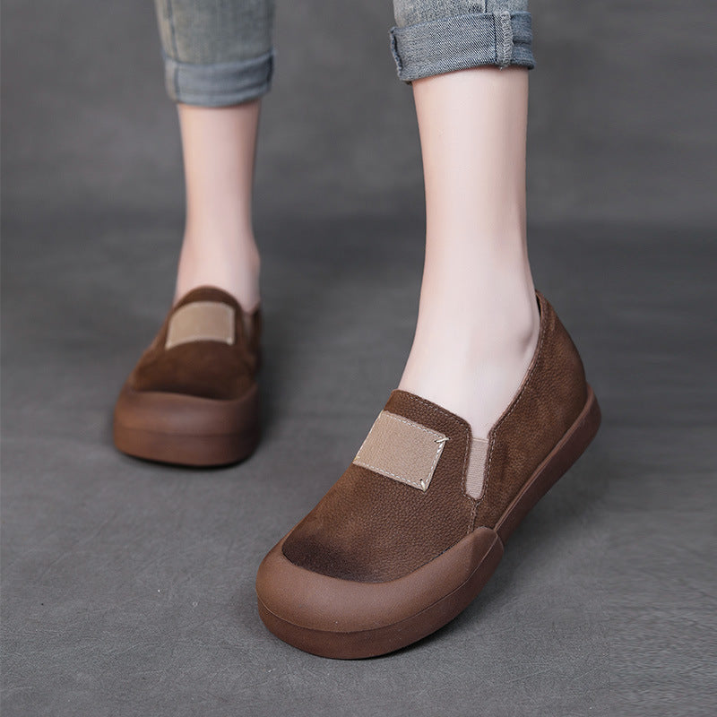 Women Retro Minimalist Leather Casual Shoes-RAIIFY