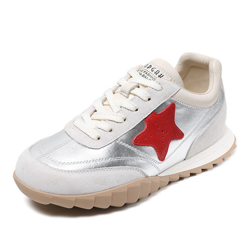 Women Retro Patchwork Leather Casual Training Shoes-RAIIFY