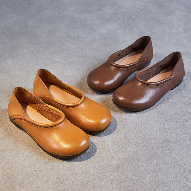 Women Retro Handmade Soft Leather Minimalist Flats-RAIIFY