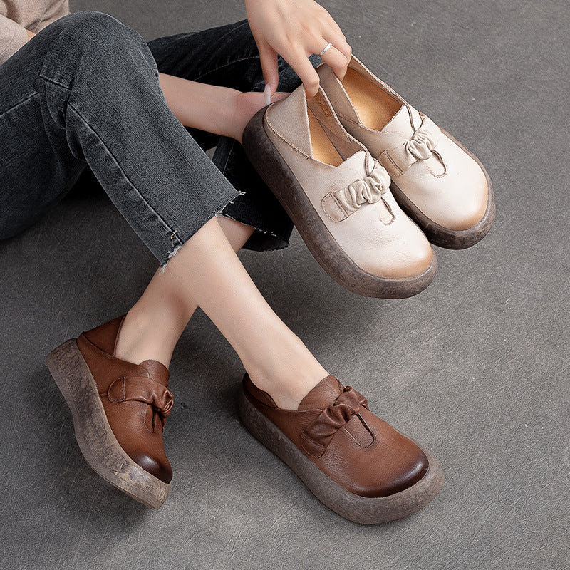 Women Retro Thick Soled Leather Minimalist Casual Shoes-RAIIFY