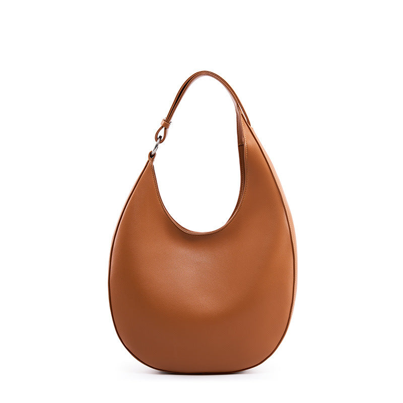 Women Minimalist Solid Soft Leather Tote Shoulder Bag-RAIIFY