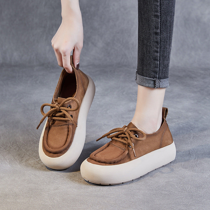 Women Minimalist Leather Flat Casual Shoes-RAIIFY