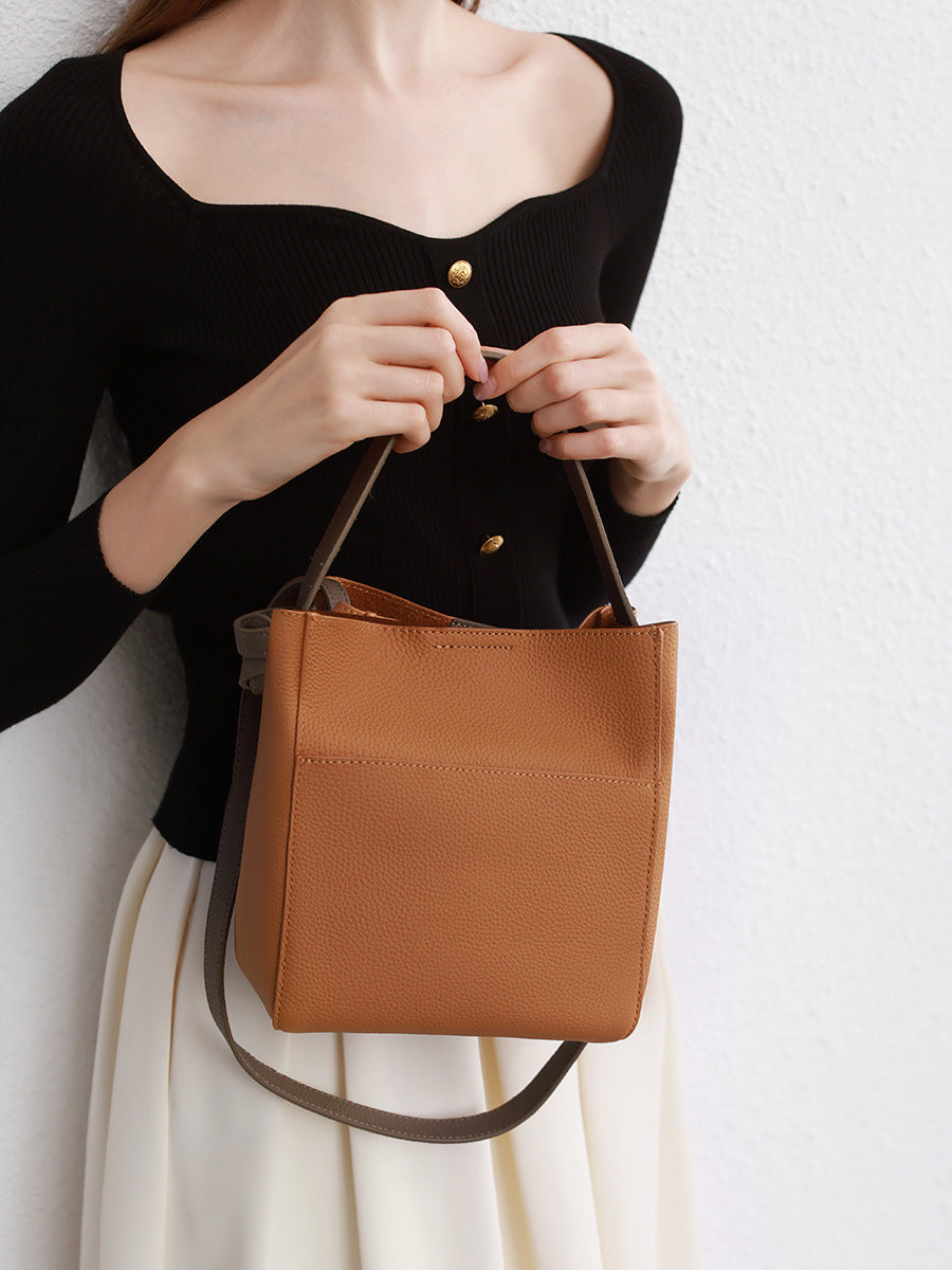 Women Minimalist Cowhide Leather Casual Crossbody Bag-RAIIFY