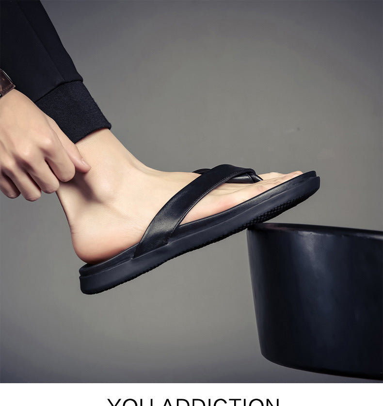 Men Summer Leather Flip-Flops Slide Sandals-RAIIFY