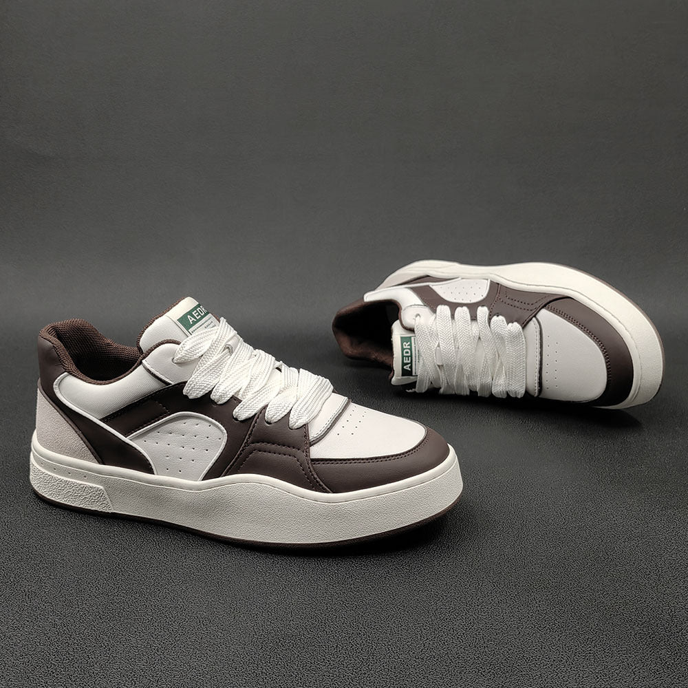 Men Stylish Breathable Leather Flat Casual Sneakers-RAIIFY