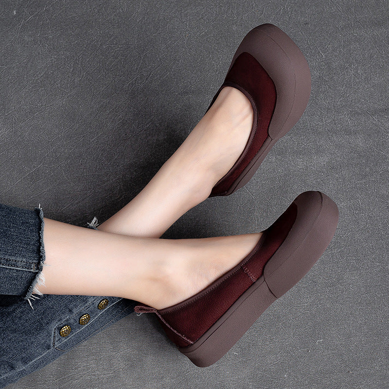 Women Retro Leather Soft Flats Shoes-RAIIFY