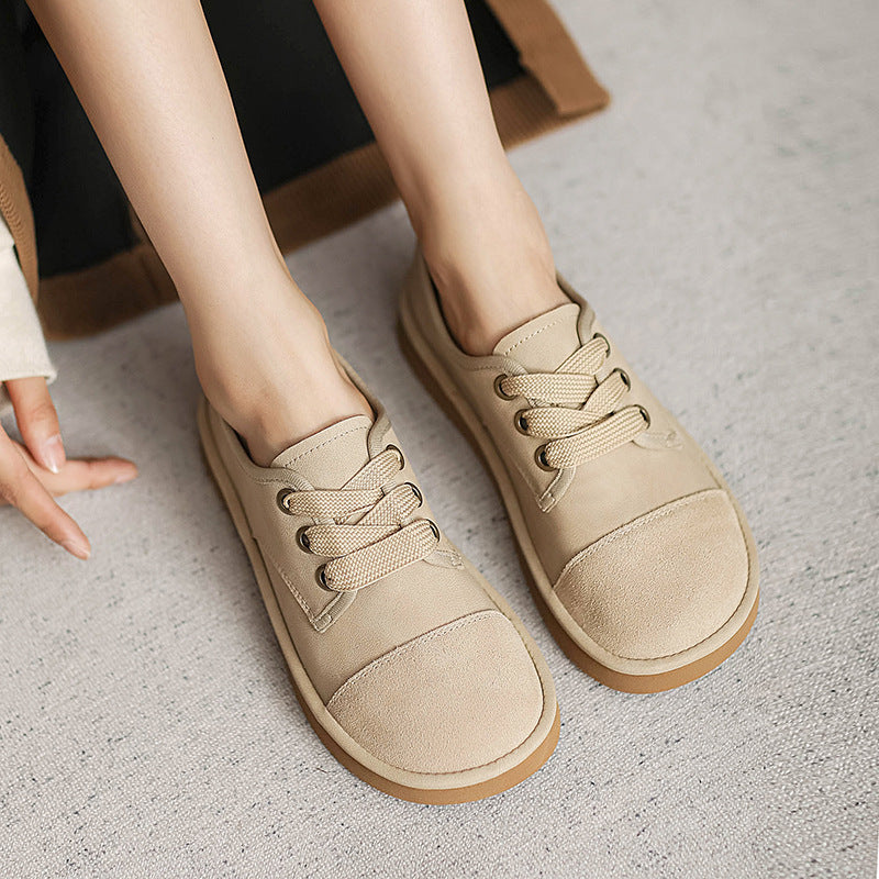 Women Minimalist Leather Soft Flat Casual Shoes-RAIIFY