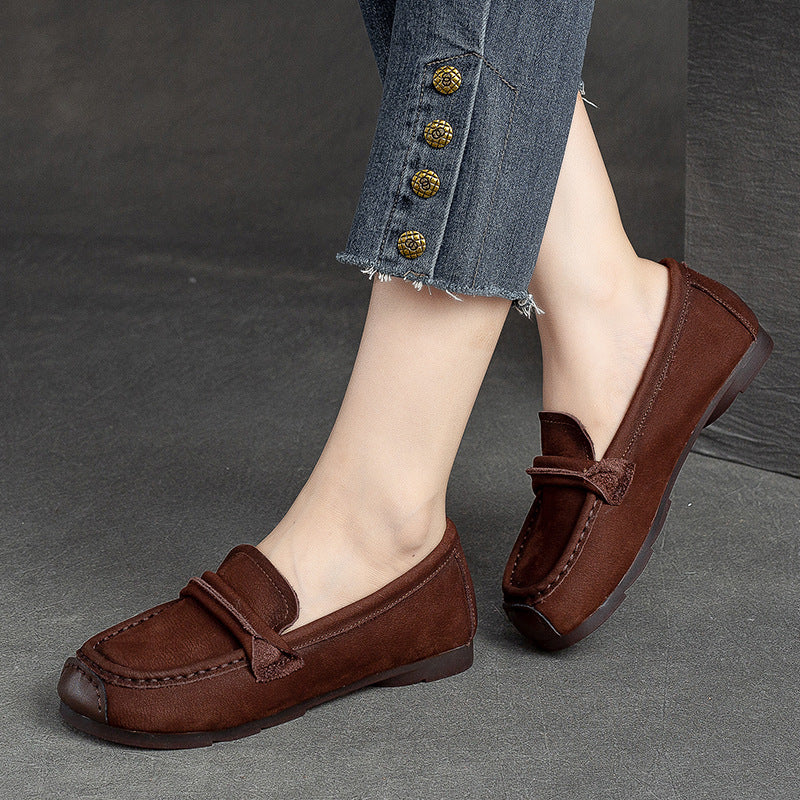 Women Retro Minimalist Casual Leather Loafers-RAIIFY