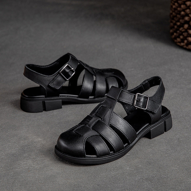 Women Summer Plaited Leather Casual Sandals-RAIIFY