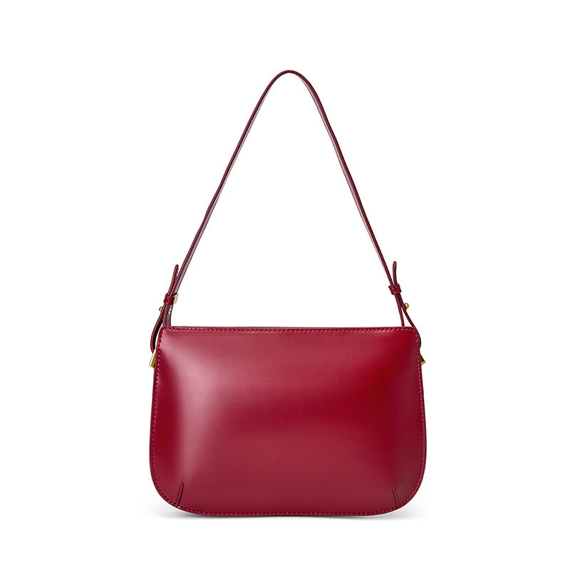Women Minimalist Solid Leather Shoulder Bag-RAIIFY