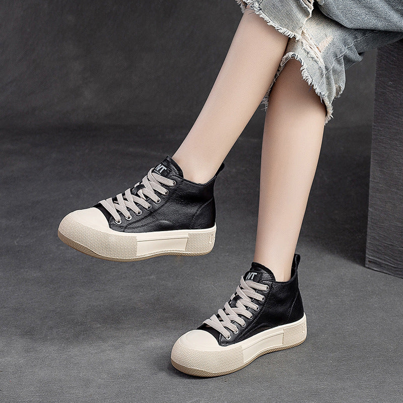 Women Stylish Casual Leather Flat Ankle Boots-RAIIFY