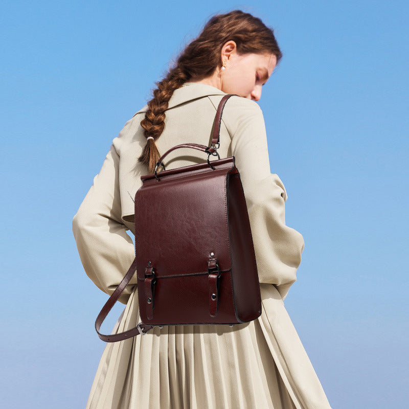 Women Vintage Cowhide Minimalist Backpack-RAIIFY