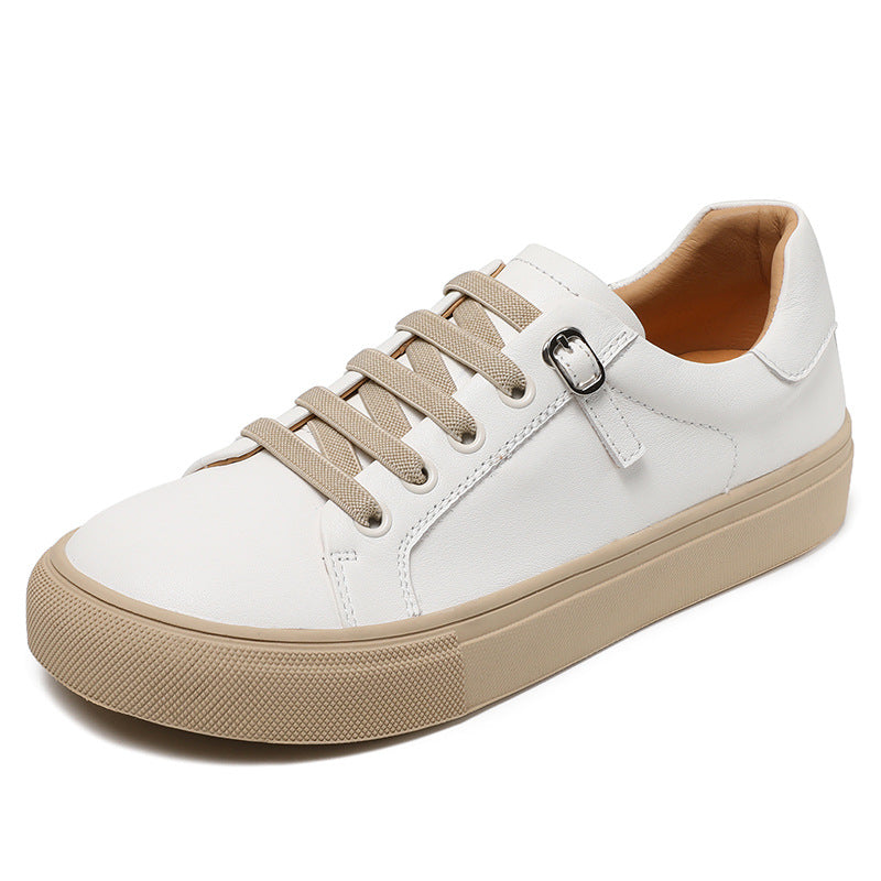 Women Minimalist Fashion Leather Flat Casual Shoes-RAIIFY