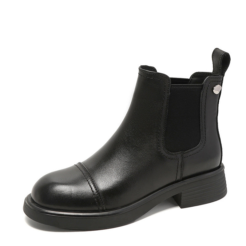 Women Retro Minimalist Leather Casual Boots-RAIIFY