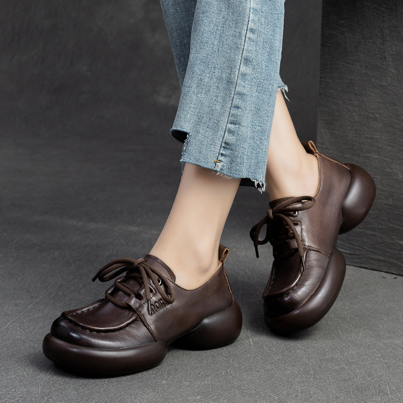 Women Retro Leather Handmade Soft Casual Shoes-RAIIFY