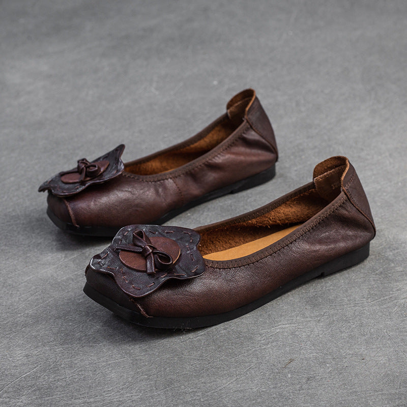 Women Retro Soft Leather Handmade Comfort Flats-RAIIFY