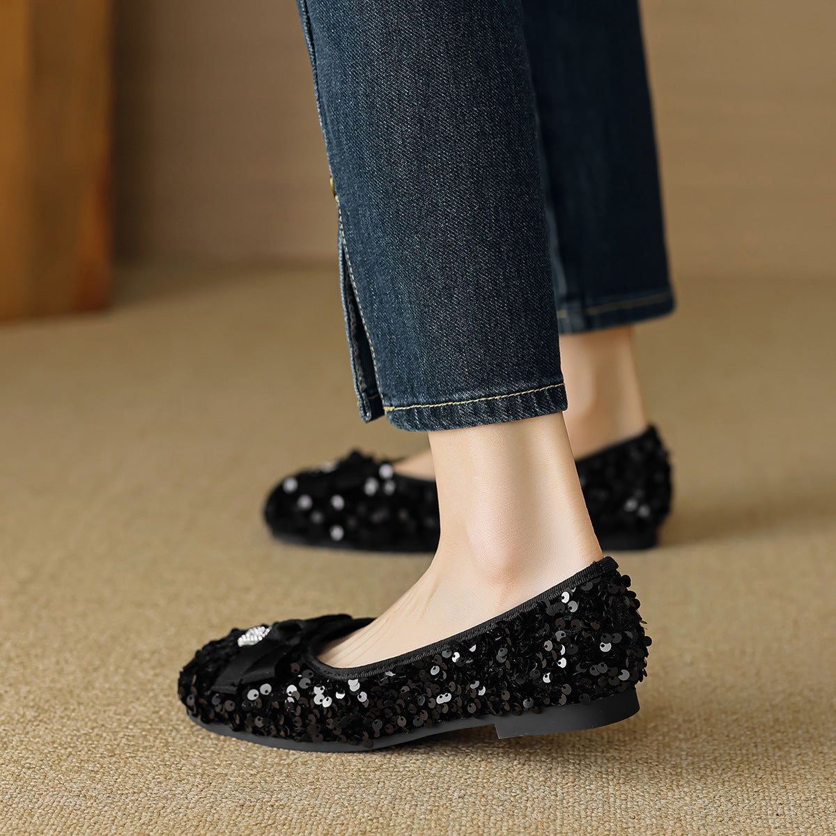 Women Fashion Glitter Soft Casual Flats Shoes-RAIIFY