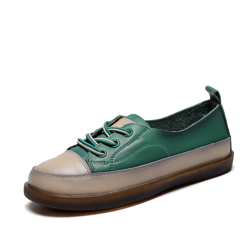 Women Retro Leather Minimalist Soft Flat Casual Shoes-RAIIFY