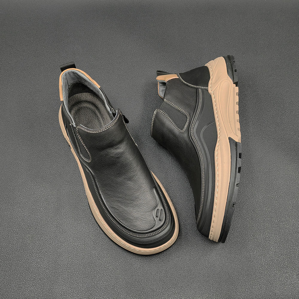 Men Fashion Minimalist Leather Ankle Boots-RAIIFY