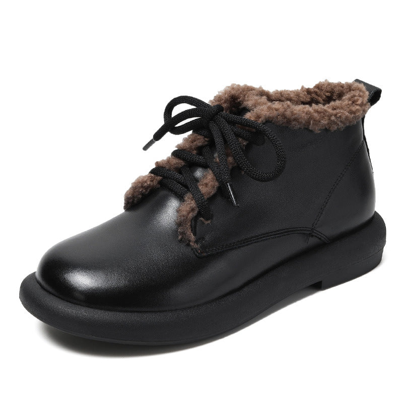 Women Retro Minimalist Furred Winter Casual Shoes-RAIIFY