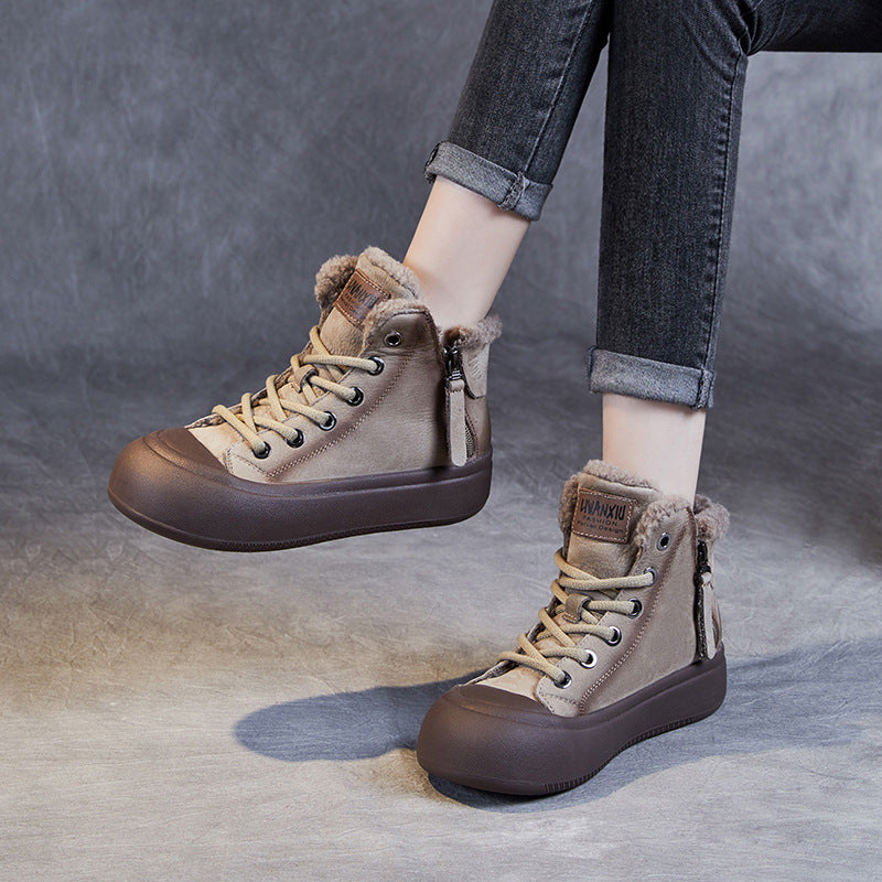 Women Winter Stylish Leather Warm Ankle Boots-RAIIFY