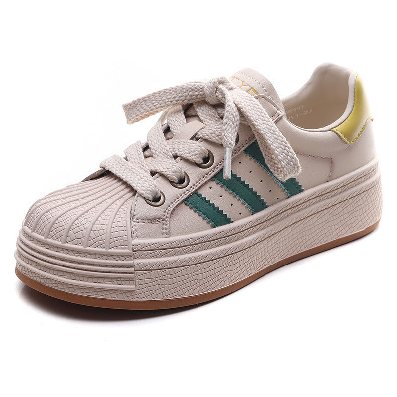 Women Fashion Leather Shell Toe Casual Sneakers-RAIIFY