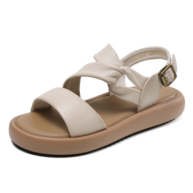 Women Summer Casual Leather Soft Sandals-RAIIFY