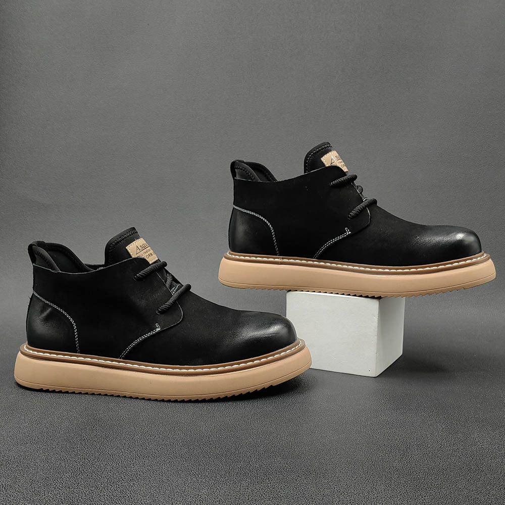 Men Retro Minimalist Leather Casual Ankle Work Boots-RAIIFY