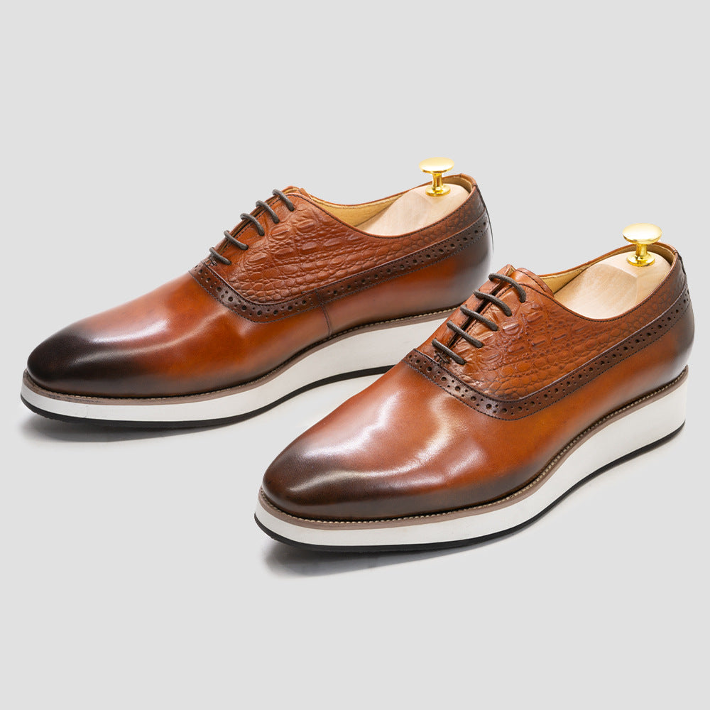 Men Casual Thick Sole Leather Oxford Shoes-RAIIFY