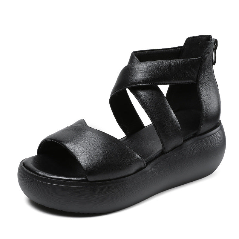 Women Summer Soft Leather Comfort Platform Sandals-RAIIFY