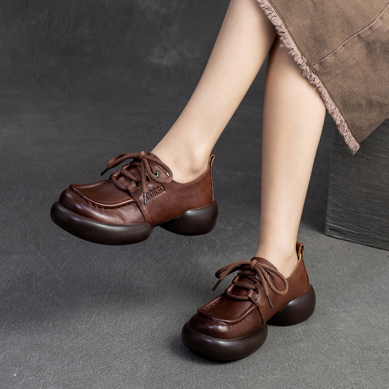 Women Retro Leather Handmade Soft Casual Shoes-RAIIFY