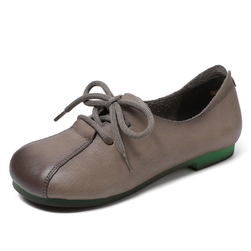 Women Retro Soft Leather Retro Flat Casual Shoes-RAIIFY