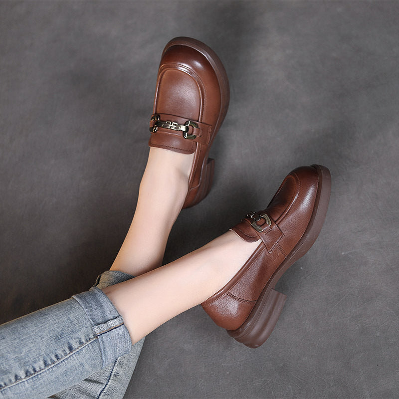 Women Retro Soft Leather Casual Loafers-RAIIFY