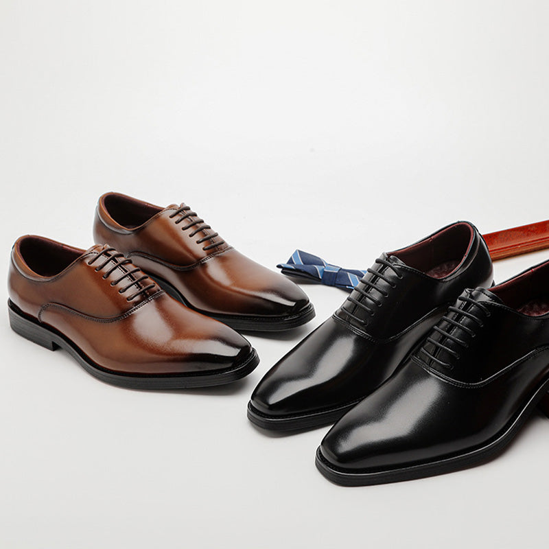 Men Solid Classic Cowhide Minimalist Oxford Shoes-RAIIFY