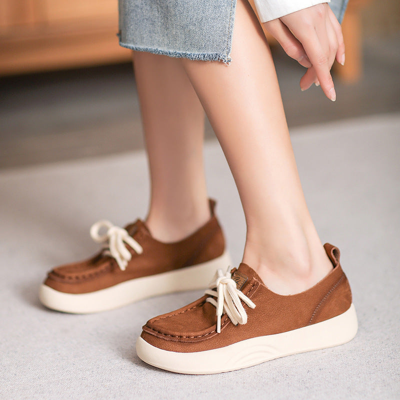 Women Minimalist Leather Soft Flat Casual Shoes-RAIIFY