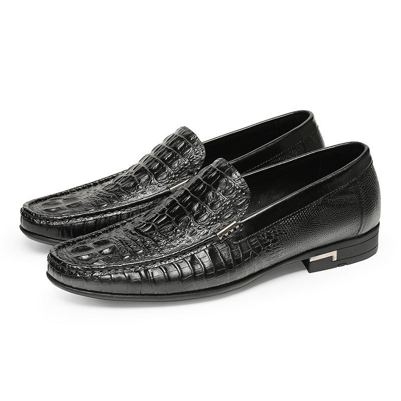 Men Classic Embossing Cowhide Casual Slip-On Loafers-RAIIFY