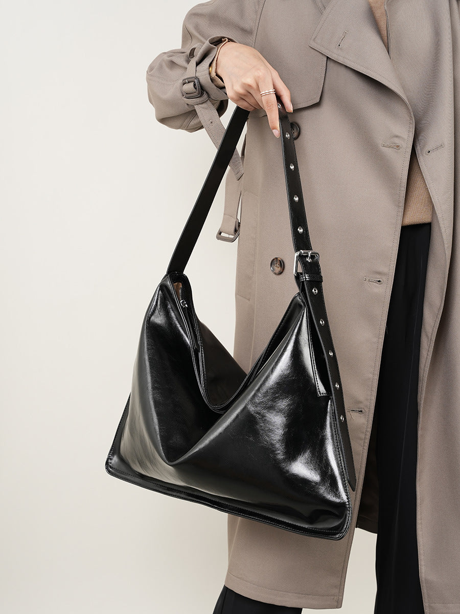 Women Minimalist Solid Soft Leather Shoulder Bag-RAIIFY