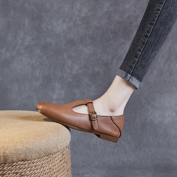 Simple Style Cowhide Soft Shoes