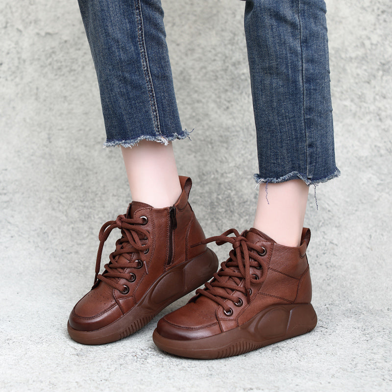 Women Retro Leather Handmade Ankle Boots-RAIIFY
