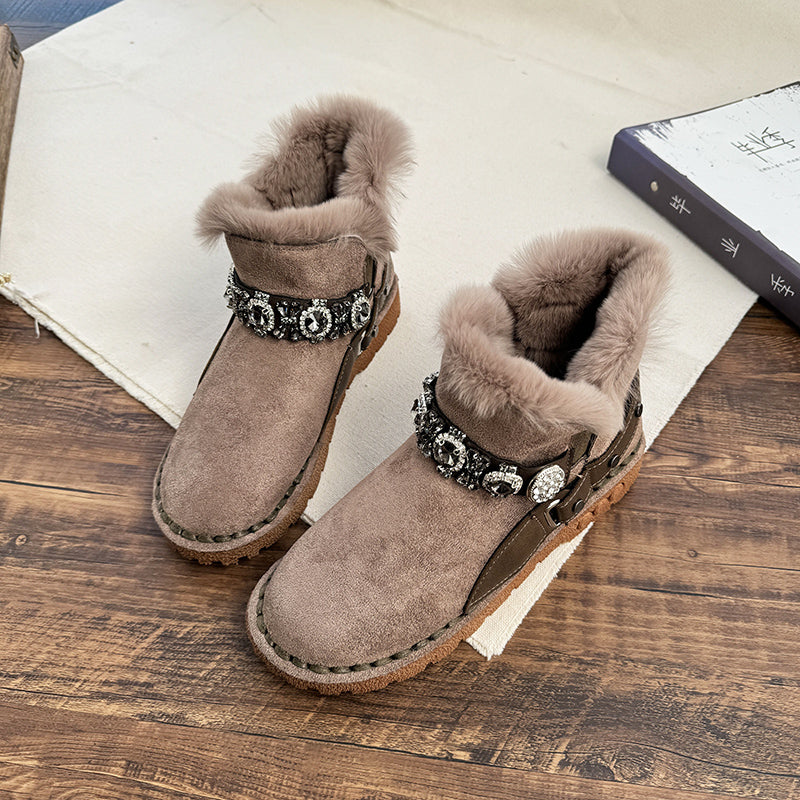 Women Casual Fashion Furred Flat Snow Boots-RAIIFY