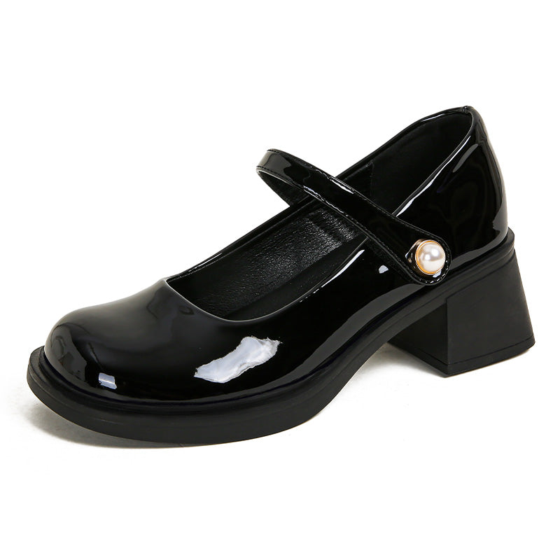 Women Stylish Glossy Leather Mary Jane Shoes-RAIIFY