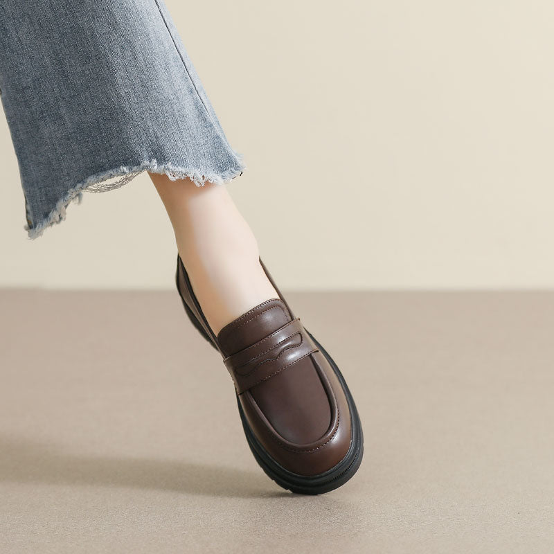 Women Retro Minimalist Soft Thick Soled Loafers-RAIIFY